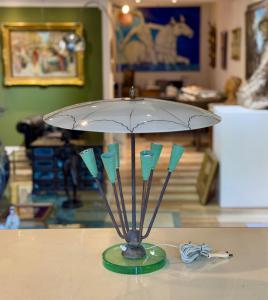 Lámpara de mesa italiana estilo Fontana Arte y Pietro Chiesa, años 50